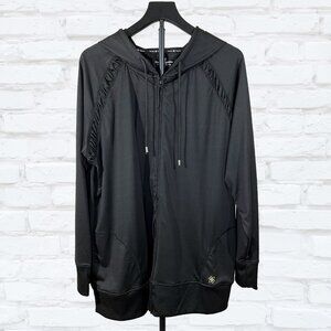 Harmony Balance 2X Black Zip Up Hoodie Jacket Ruched Detail Stretch